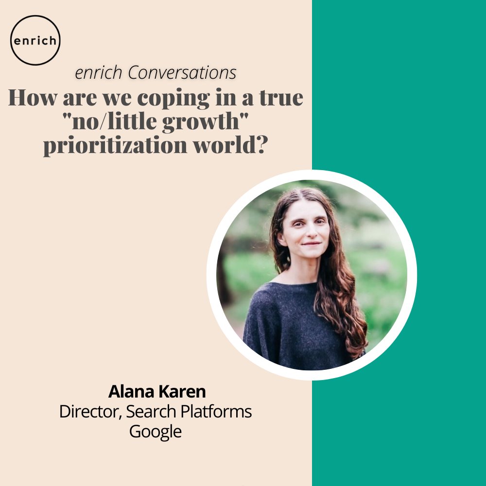 How are we coping in a true 'no/little growth' prioritization world? Join @alanatkaren, Director, Search Platforms at @Google to explore this question with other senior leaders on March 22nd at 12pm PT RSVP at lu.ma/5cfsqfem #leadership #peerlearning #leaders