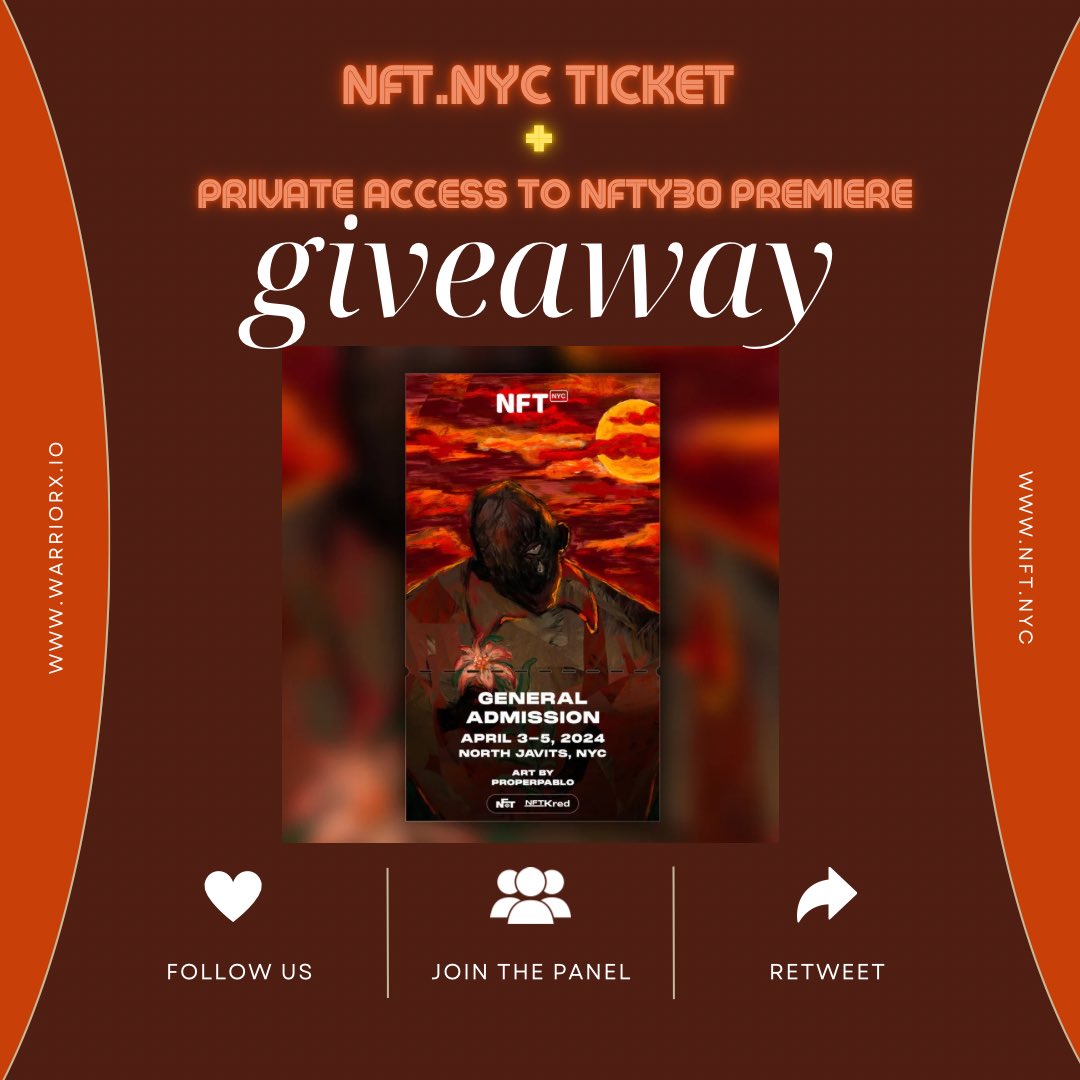 GIVEAWAY ALERT!

Join us for the AI & NFT fireside chat on 3.14 and stand a chance to win a ticket to NFT.NYC plus exclusive access to the NFTY30 documentary premiere!

Register here: lu.ma/ac2z2wjc

#freeticket #Giveaway #nftnyc #Web3Community #nftart