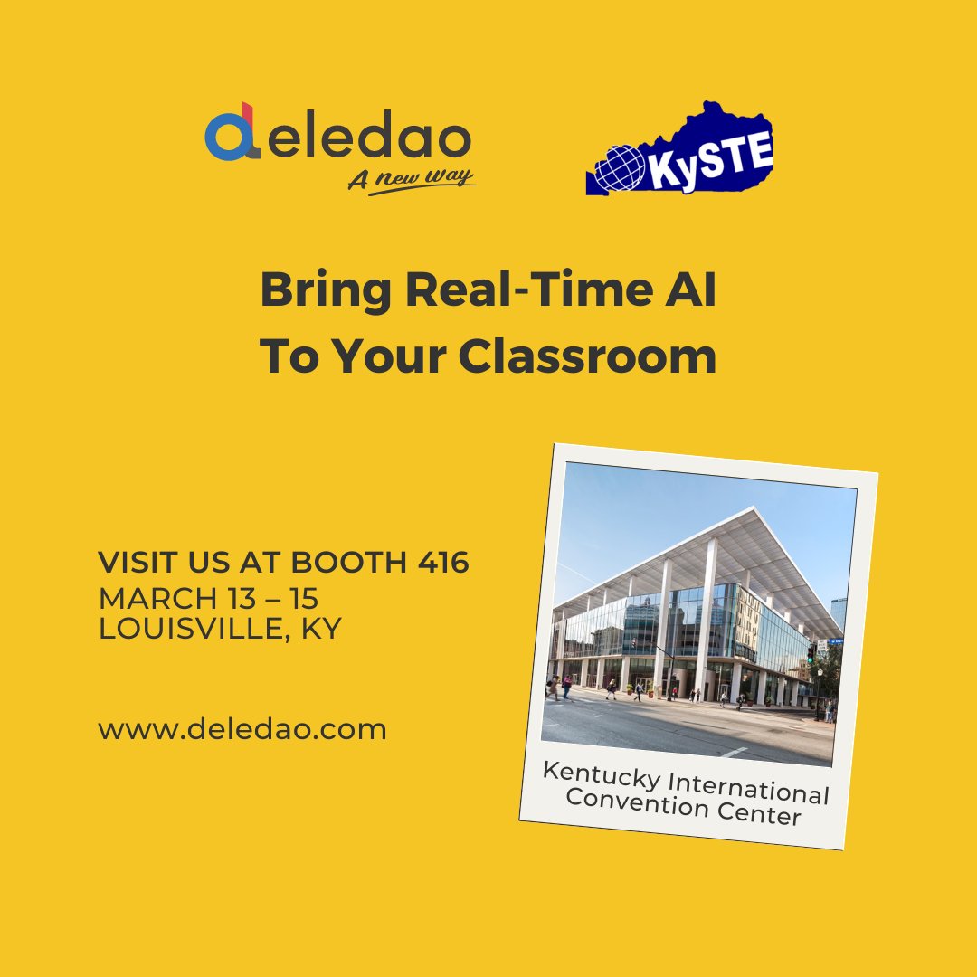 📣 Join us at Booth 416 at the #KySTE24 Spring Conference in Louisville, and discover how Deledao's proprietary real-time AI technologies can save IT staff HOURS of work with automation:

- InstantAI™
- GameChanger™
- MediaMonitor™

@kystetech #EdTech