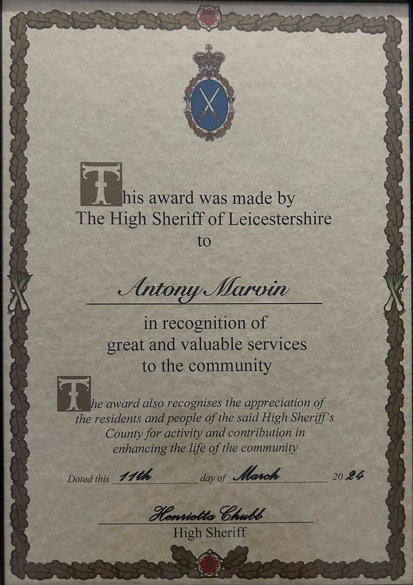 This evening our Youth & Community Officer Ant received an award from the @HSheriffLeics for his work for the community. A very well deserved award and recognition for all that Ant does. No matter what, Ant always does what he can to support others in need.