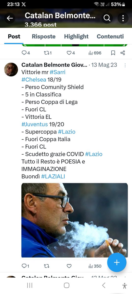 BelmonteCatalan's tweet photo. Quando il 13/05/23, freschi di secondo posto, vi raccontavo le gesta tecnico-tattiche de sto scenziato pallonaro, c'era chi rideva..
SS SARRI 1900 tifi più un mister che la squadra del tuo cuore !!!
#sarriout #lotito #Lazio #4Mln #LoDeviCacciare #TeNeDeviAnnà @OfficialSSLazio https://t.co/HlmqNy78qu