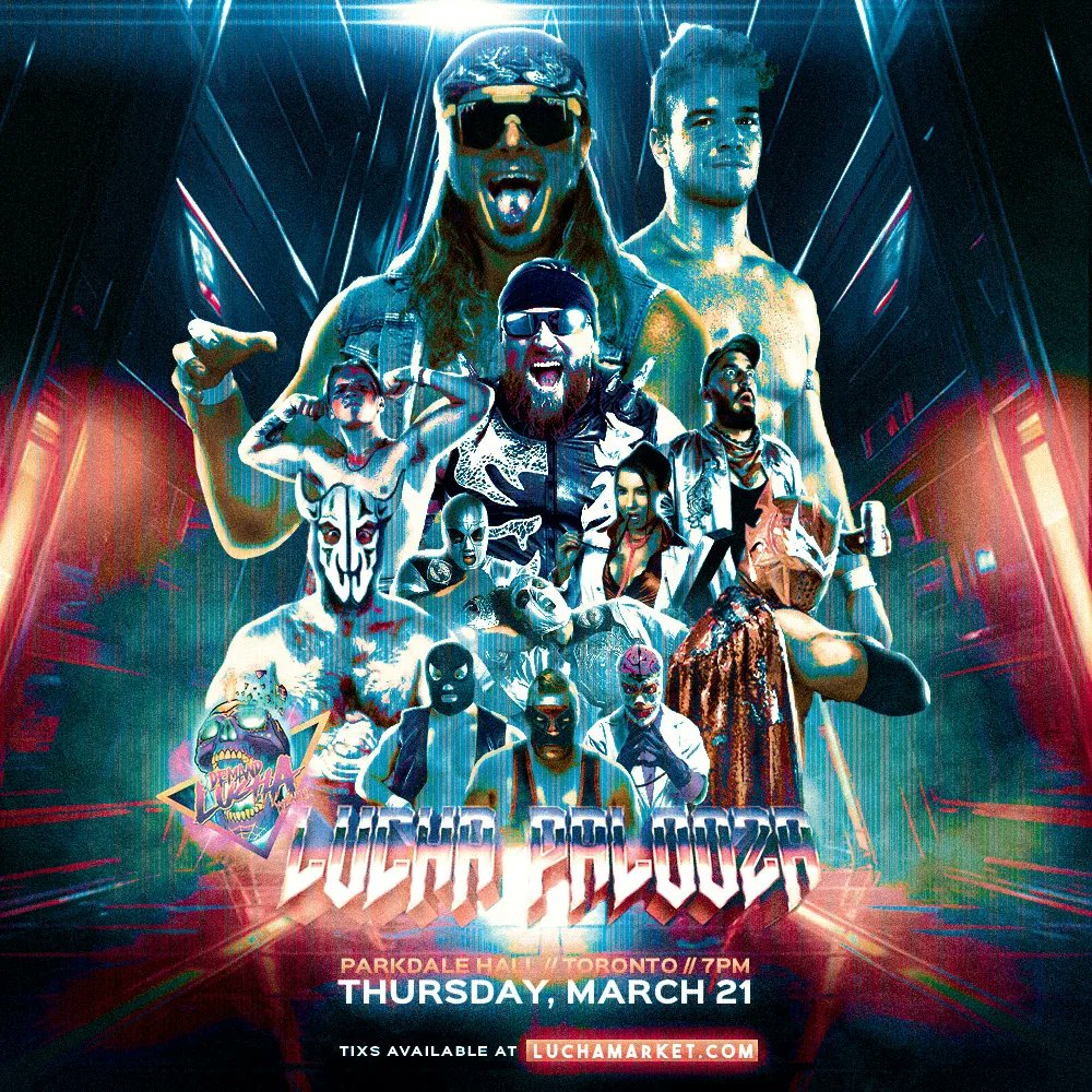 Heading to #Toronto for #AEWDynamite ?? Stay an extra night and check out Demand Lucha! 💪👊 Thurs Mar 21 at Parkdale Hall Doors at 8pm // Bell 8pm Tickets available at LuchaMarket.com Guest starring... 👊 Joey Janela 👊 Gringo Loco 👊 Jack Cartwheel 👊 Mance Warner