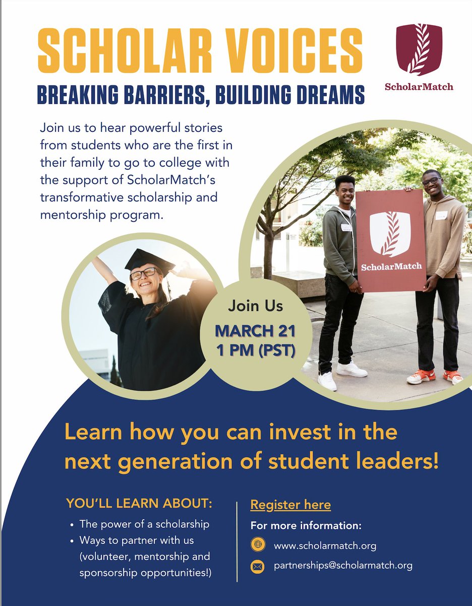 McSweeney's (@mcsweeneys) on Twitter photo Join our friends at <a href="/ScholarMatch/">ScholarMatch</a> to hear powerful stories from students who are the first in their families to go to college with the support of ScholarMatch's transformative scholarship and mentorship program. March 21, 1 p.m. PDT. More info here: scholarmatch.org Join our friends at <a href="/ScholarMatch/">ScholarMatch</a> to hear powerful stories from students who are the first in their families to go to college with the support of ScholarMatch's transformative scholarship and mentorship program. March 21, 1 p.m. PDT. More info here: scholarmatch.org