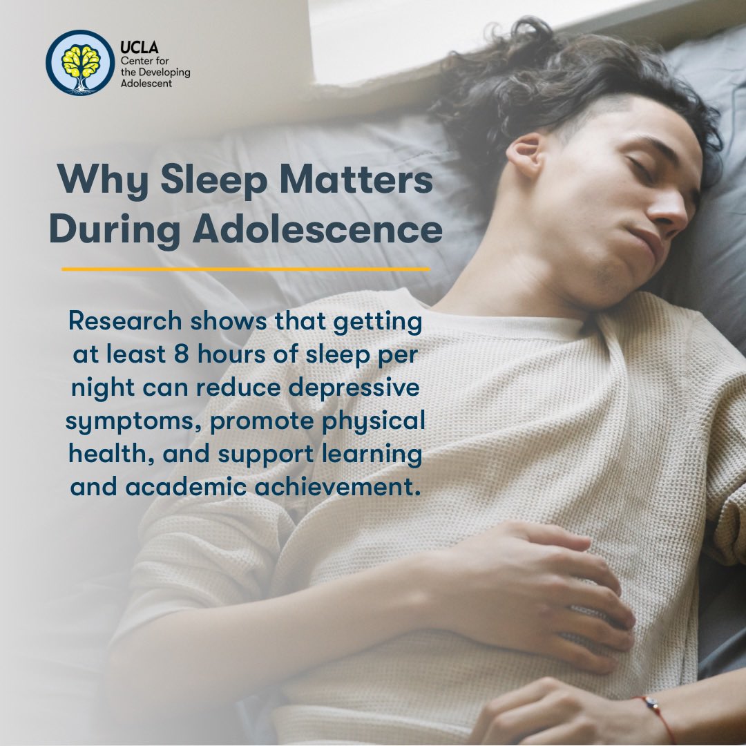 Did you know that over the weekend we gained an hour of daylight, but many of us lost an hour of sleep?☀️⏰#DaylightSavings Sleep is essential to youth health and well-being. Check out our recommendations for supporting youth to get the sleep they need: developingadolescent.semel.ucla.edu/topics/item/sc…