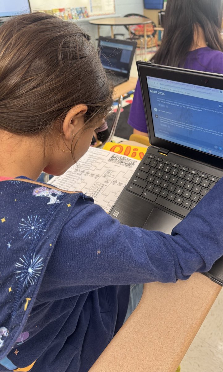 shanbrost's tweet photo. VanStory AIG students use AI to interview and research various species for the March Mammal Madness Tournament #AIGallday #CumberlandCoAIG https://t.co/huRjdDepH2