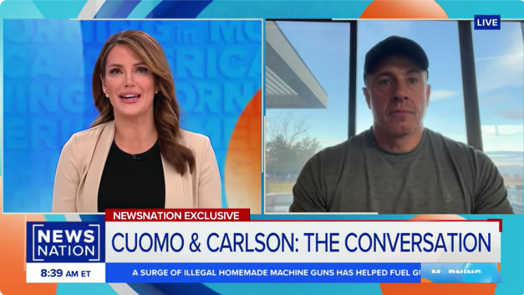 THEIALX's tweet image. 'Media wants us divided:' Cuomo on conversation with Carlson | Morning in America
2024 0311

#NewsNation
#ChrisCuomo has a conversation with #TuckerCarlson about everything from his recent interview with Russian President Vladimir Putin to covering the COVID-19 pandemic.
Cuomo