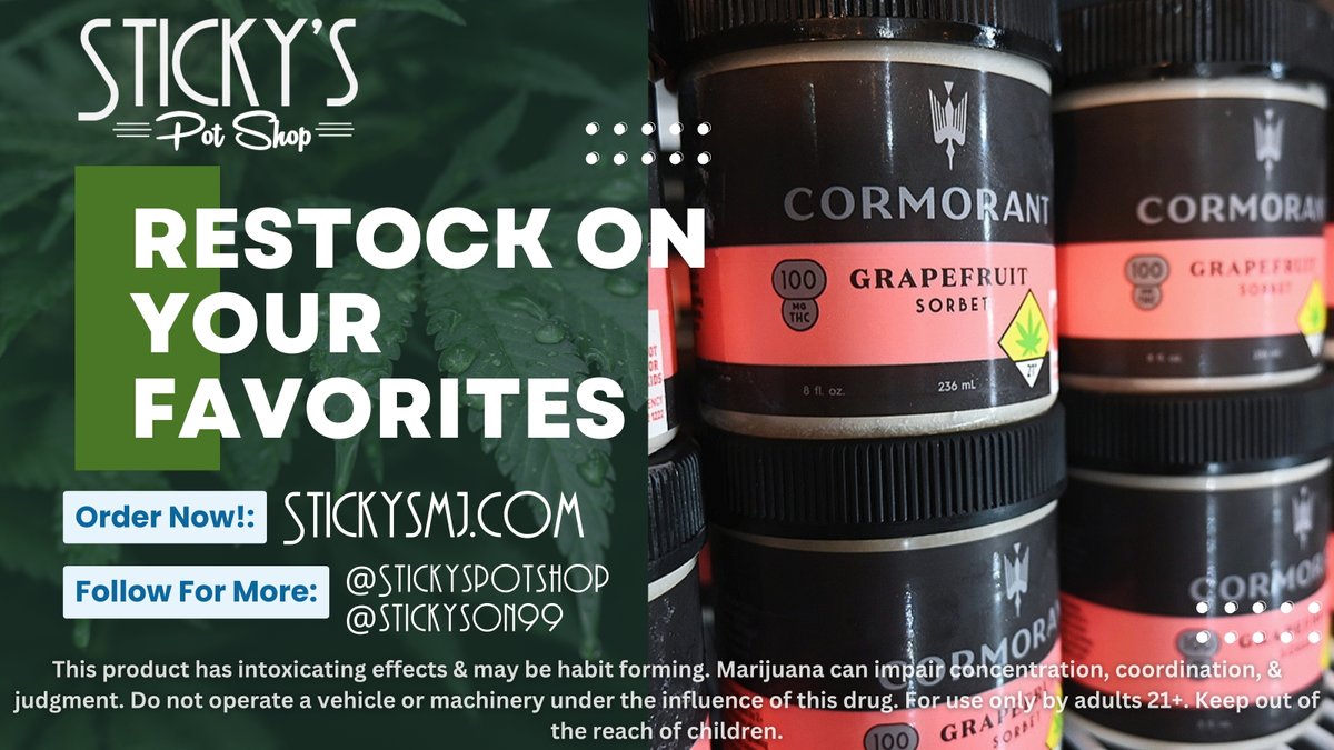 stickyspotshop's tweet photo. π§ Get ready to chill! Sticky's Pot Shop just restocked on infused sorbet! Grab yours before it melts away!
Order Now!
https://t.co/j3dKZfBtbE
#StickyPotShop #InfusedSorbet π§ https://t.co/ruWGfMjMiI
