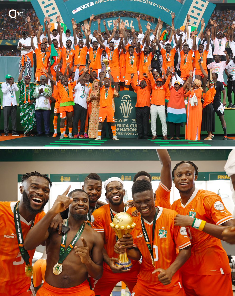 ActuFoot_'s tweet photo. 🚨 COUP DU MARTEAU 🔨 ! Les Éléphants de la Côte d’Ivoire remportaient la CAN 2023 il y a 1 mois jour pour jour dans leur pays. 🇨🇮🐘🏆 https://t.co/LwqHBilBNP