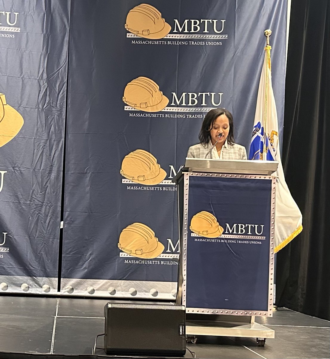 lele6173's tweet photo. It was a great day at the MBTU Conf. It’s always a pleasure to hear the Sec. of Labor and Workforce Dev. Lauren Jones  and Sen. Elizabeth Warren  speak! @IBEW103 
#WePlugYouIn 
#CleanEnergy https://t.co/gSTnL8bX4a