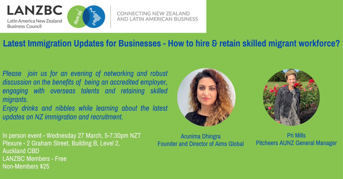 Have you registered? 'Latest Immigration Update for Businesses - How to hire & retain skilled migrant workforce?' Don't miss our in person event at Plexure on Wednesday 27th March from 5-7:30pm. Thanks Plexure for hosting us. To register: lanzbc.co.nz/events/upcomin…