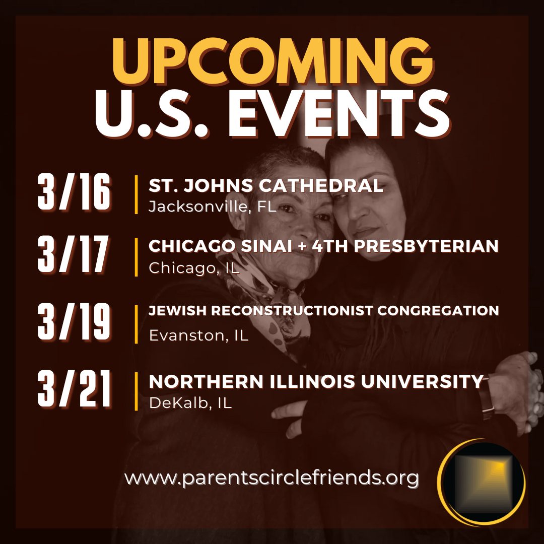 We are coming to the US! 📷 Come meet Yuval + Mo in Jacksonville and Chicago between March 16-21. Visit our website to learn more and register for these events, and help spread the word: parentscirclefriends.org/march2024/