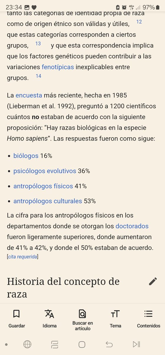 brunosaulgg's tweet photo. Es tan alarmante que hasta en Wikipedia sale.

Hasta hace bien poco la mayoría de Biólogos, psicólogos evolutivos y demás especialistas han creído que las razas existen, hay varias encuestas de 1960 hasta 2006 y una "no terminada" de 2010 en las que entre alrededor del 80% afirma la existencia de razas.

Los primeros señores en afirmar que no existen razas son Franz Boas y Levi-Strauss, quienes tienen buen trabajo pero son judíos y progresistas.

Desde el fin de la Segunda Guerra Mundial ha habido un interés por parte de la ONU, USA y mucha gente, organizaciones y movimientos por negar las razas, tumbar estudios y desacreditar a sus defensores (teniendo en cuenta la historia oficial sobre el nacionalsocialismo y la sgm no me extraña) pero la verdad es innegable.

Otra cosa que considero prueba irrefutable es que hay enfermedades y tratamientos específicos para razas.

Los afroamericanos en USA son bastante más propensos a problemas cardíacos y de diabetes (no sólo por el estilo de vida) y tienen medicamentos exclusivos.

Del mismo modo los asiáticos tienen un hígado y glandulas sudor ligeramente diferentes que hacen que tengan menos tolerancia al alcohol a pesar de beber con frecuencia y que apenas emitan olor al sudar, por eso dicen que los occidentales olemos mal y sus desodorantes no nos sirven.

En cuanto a los negros, hay estudios que han demostrado que tienen los huesos más densos y mayor cantidad o calidad (no lo recuerdo) de fibras musculares por eso son generalmente mejores en muchos deportes.

Y en cuanto al tema razas, los mestizos de primera y segunda generación enferman menos que los mestizos de más de 8 generaciones y que aquellos "clasificables en una raza" al igual que un perro los primeros cruces son (generalemente) más resistentes.

Hay bastante información pero depende como se busque es difícil de encontrar.

Lo más sencillo son las encuestas y lo de los medicamentos/enfermedades en afroamericanos.