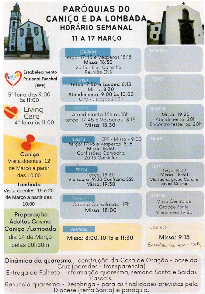 Paroq_Lombada's tweet photo. Horário Semanal https://t.co/DE8rYqpVcU