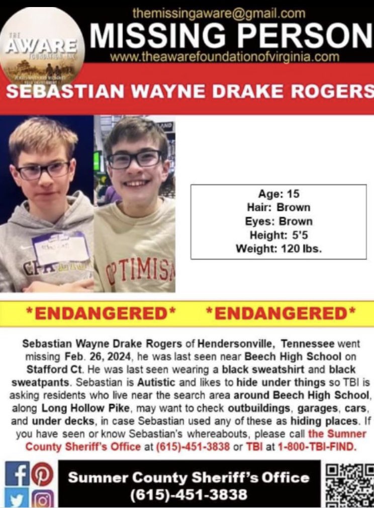 vern_gilbert's tweet photo. Community spreading awareness by hanging flyers, posting signs and putting up billboards.
#SebastianRogers
Missing from Hendersonville, TN
#CallHisName 🙏 https://t.co/fDZSeMxU52