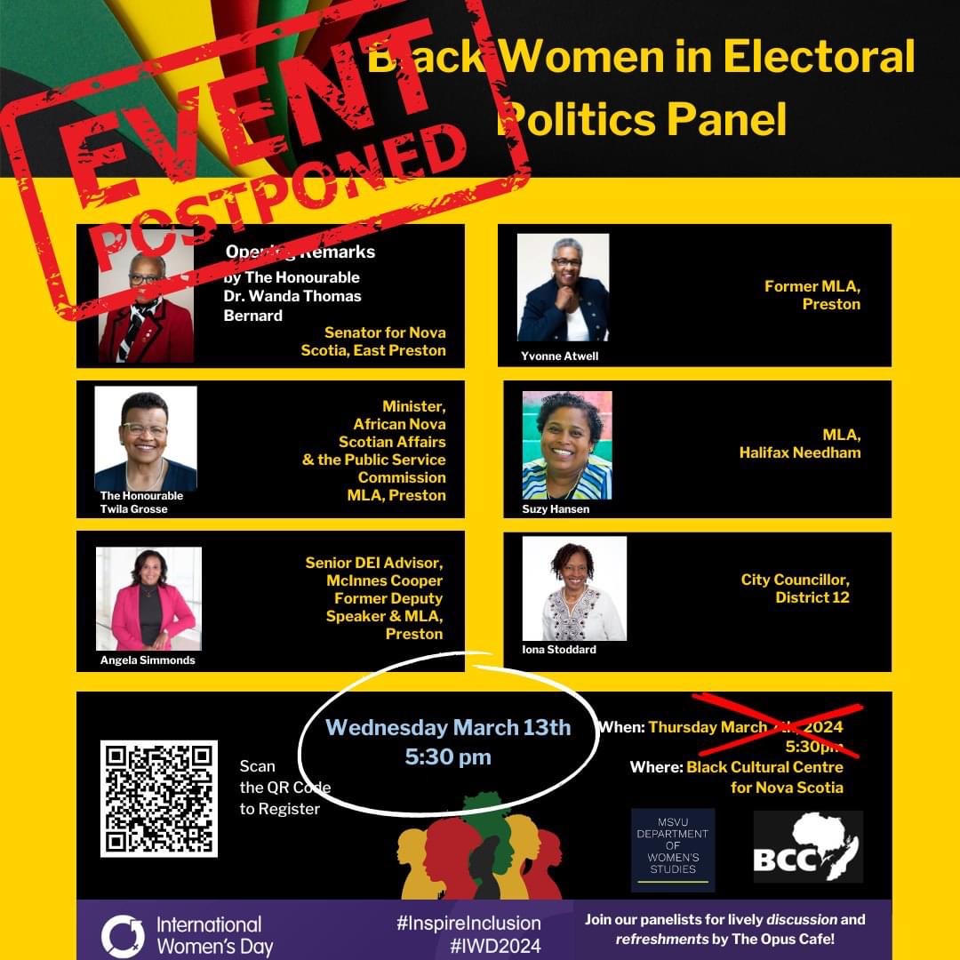 Dr. Maki Motapanyane (@afro_balkan) on Twitter photo **REMINDER**: We are still on! Join us this WEDNESDAY, MARCH 13th, 5:30 p.m. at the Black Cultural Centre for Nova Scotia <a href="/BCC_NS/">Black Cultural Centre for Nova Scotia</a> for the powerful Black Women in Electoral Politics Panel! **REMINDER**: We are still on! Join us this WEDNESDAY, MARCH 13th, 5:30 p.m. at the Black Cultural Centre for Nova Scotia <a href="/BCC_NS/">Black Cultural Centre for Nova Scotia</a> for the powerful Black Women in Electoral Politics Panel!