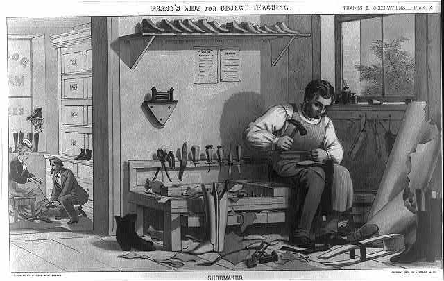 dieworkwear's tweet photo. Before the invention of ready-made footwear, men of a certain social class all had their shoes made. Below is a sketch from one of the client books owned by Peal, one of Britain's largest and most esteemed bespoke shoemaking firms. The page here says the order is for "Mr. Marx of Berlin." A notation on the order says the finished shoes should be delivered to Dr. W. Smith in the intellectual Hampstead area. Notably, when this order was made (1870), Karl Marx had come into some money and was living in London. He was known to picnic and ride donkeys in the Hampstead area.
According to Henry Mayhew's book London Labour and the London Poor (1851), London had 28,574 boot and shoemakers in the mid-19th century, making it the third most popular profession in the city (after "domestic servants" and "general laborers"). About 2,000 of these workers were described as master bootmakers, a title we can assume meant they were cordwainers working in the prestigious West End.
There were two ways to make shoes at this time: you could have things made from scratch, using a custom wooden last that a shoemaker (or cordwainer) would produce based on measurements and tracings of your feet. The uppers of the shoe would be shaped on this wooden form, ensuring the perfect fit.
Most men of a certain social class—such as members of Parliament, judges and barristers, city bankers and stockbrokers, and well-heeled rakes—bought their shoes from cordwainers. Those sitting a few rungs lower on the social and professional ladder—such as clerks, administrators, laborers, rapscallions and ruffians, costermongers and mudlarks, and the general ne’er do wells—went to cobblers.
Cobblers repaired shoes, but they also had stock of old shoes worn by other people. If you could not afford bespoke shoes from a cordwainer, you could get one "custom" made from a cobbler, who would rip apart old shoes to "cobble" together "new" ones for you. Hence the term "cobbler."
In the historic London guild system, these trades were so kept apart that, by the mayor’s order in 1395, cobblers were restricted from working with new leather, and cordwainers were similarly forbidden from meddling with old footwear. That’s why bespoke shoemakers today take umbrage at being called cobblers, a historically less respected position.
Whether cordwainer or cobbler, people who dealt with shoes were part of the working class, and thus were at the forefront of many pro-labor movements.
Thomas Hardy was a shoemaker and founding member of the London Corresponding Society (1792), a federation of debate clubs following the French Revolution that agitated for democratic reform in the British Parliament. Hardy was such a thorn in the Crown’s side that he was eventually tried and convicted of high treason, after which he was sent to prison, where he died.
Thomas Preston, a shoemaker who advocated for common ownership of land and democratic equality between the sexes, was one of the main organizers of the Spa Fields Riots (1816). Motivated by the misery and unemployment following the Napoleonic Wars, Preston and his co-conspirators designed an unconvincing scheme that was supposed to end with them taking control of the government (they, too, were tried for high treason).
Perhaps the most notable of these attempted revolutions is the Cato Street Conspiracy (1820), where a band of Englishmen, most of whom were boot and shoemakers, plotted to murder the Prime Minister and the entire British cabinet. That ended with five conspirators at the gallows, and another five deported to Australia.
Roughly fifty years after Karl Marx ordered his bespoke shoes, the Industrial Revolution mostly swept away bespoke shoemaking. Most people today buy cheap, glued footwear produced in factories by people who conduct the same movement along an assembly line. The distinction between cordwainer and cobbler is almost academic, as most people will never encounter a cordwainer. Among the bespoke shoemaking firms that exist, many are terrible, as they can't find the skilled labor necessary to produce their orders. IMO, all the good bespoke shoemaking nowadays is done by independent cordwainers who conduct their crafts as a matter of pride.