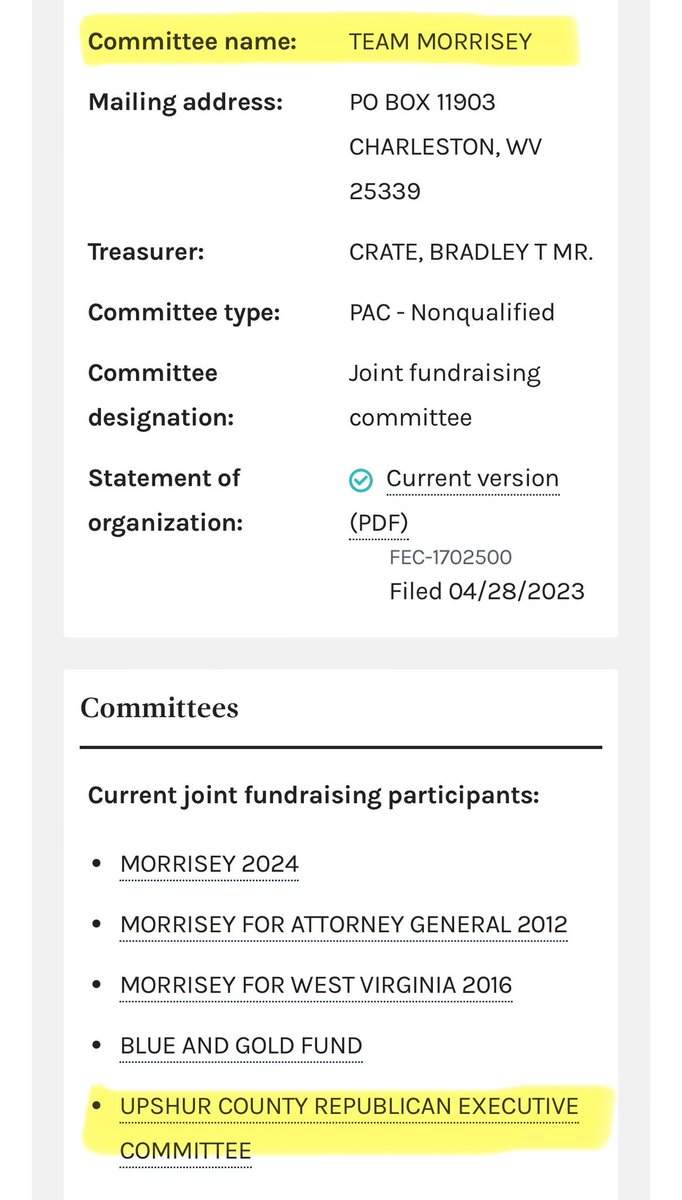WilliamKyleVass's tweet photo. NEW: According to @FEC data, gubernatorial candidate (and WV AG) @MorriseyWV has been working with a group that has ties to @CaidenCowger (the man responsible for publishing that hit piece on Morrisey’s rival) and Del. Carl Martin. 

Let’s break it down.🧵 https://t.co/8Acp4mOcu4