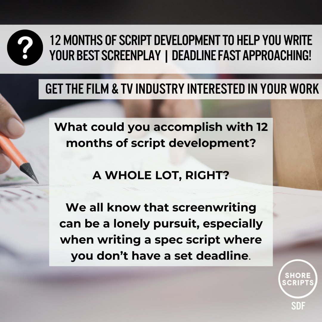 ShoreScripts's tweet image. Turn your ideas into great #screenplays with our Script Development Fund! With 12 months of #scriptdevelopment, calls, emails, and expert feedback from our Head of Education, you'll have the support and accountability you need to finish your best work yet.
shorescripts.com/scriptdevfund/