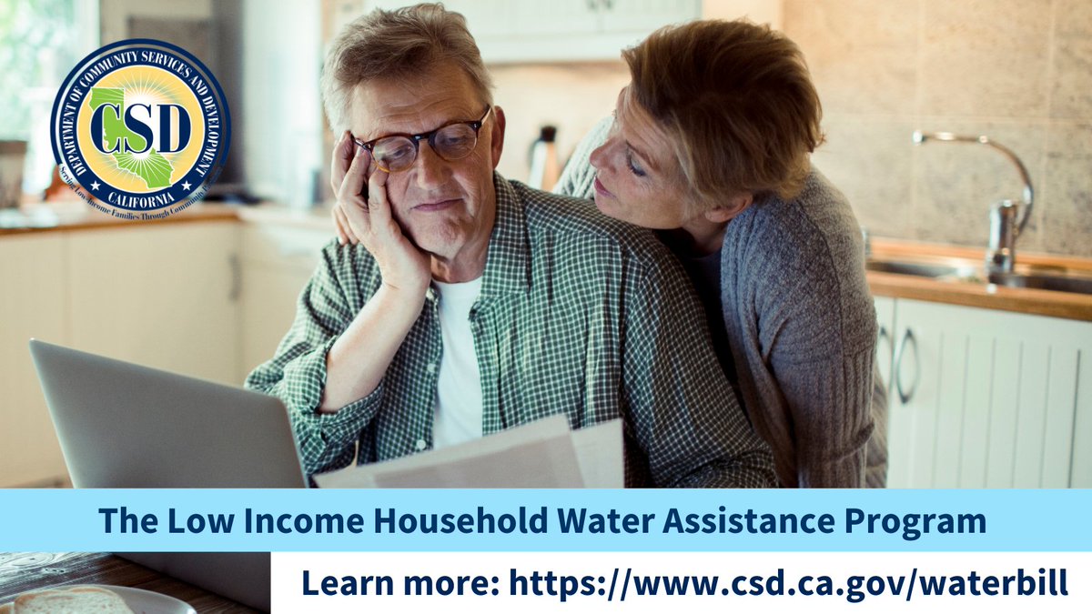 ca_csd's tweet image. Through #LIHWAP, low-income California residents with water or sewer bills can receive financial assistance. 
Visit csd.ca.gov/WaterBill to find a local service provider and get support in paying your current or past due water or sewer bill. #AssistToPay
