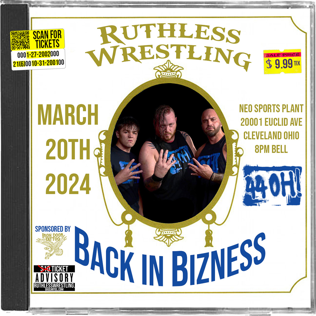 Rickey Shane Page along with Christian Napier, and Vincent Nothing have an announcement about the future of 44OH!

Back in Bizness
March 20th 2024 8pm Bell
NEO Sports Plant
20001 Euclid Ave Cleveland Ohio
Tickets ON SALE for $9.99!
ruthlesswrestling.bigcartel.com/product/biz3-2…

#44OH #RCWBiz