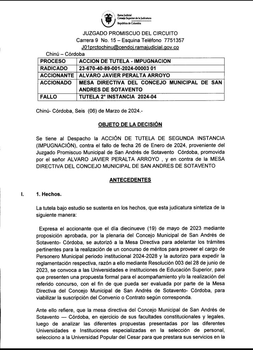 jlopezcovo's tweet photo. #cosasdemitierra.  Desacato rampante que da detención, multa por parte d un juez en este caso la juez promiscuo municipal d San Andrés de Sotavento y posible distitucion por parte de la @PGN_COL provincial sincelejo.. https://t.co/wfp4prQDh3