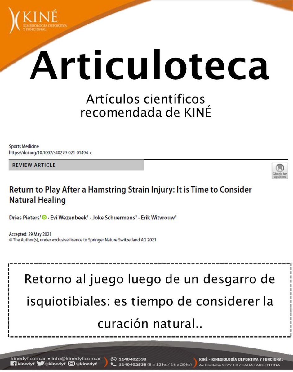 Actualmente se sugiere un enfoque que considere el tiempo de curación natural para el RTP en lesiones de isquiotibiales.  Los autores sugieren un período mínimo de 4 semanas antes del RTP, integrando el tiempo de curación biológica a los criterios actuales de retorno al deporte.