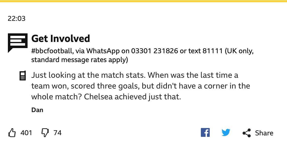 Crewe Alexandra 2 - 3 Morecambe, 9 days ago (bbc.co.uk/sport/football…). Chelsea achieved just that.
