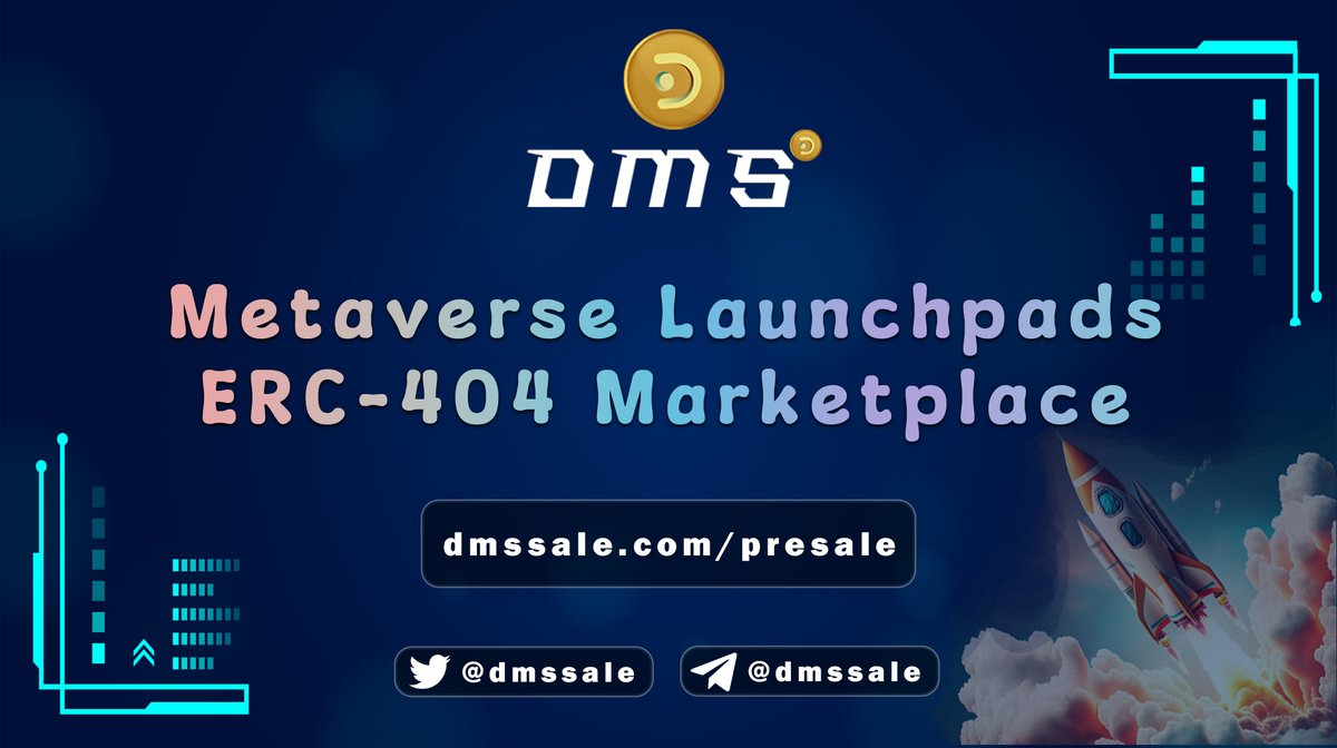 dmssale's tweet photo. DMS Coin Presale at @DMSsale!

DMS SALE #Launchpad: Your Gateway to the Future of Metaverse Projects, featuring the new Adventure of #ERC-404 NFTs Marketplace!

👉 Join us at @dmssale where success awaits just around the corner.

🔗 Presale Link: https://t.co/HXDTDk1HKM https://t.co/ZUcQwvnKD3