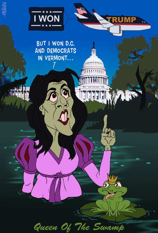 QUEEN OF THE SWAMP politicalcartoons.com/cartoon/283265 #NikkiHaley #QueenOfTheSwamp #DrainTheSwamp