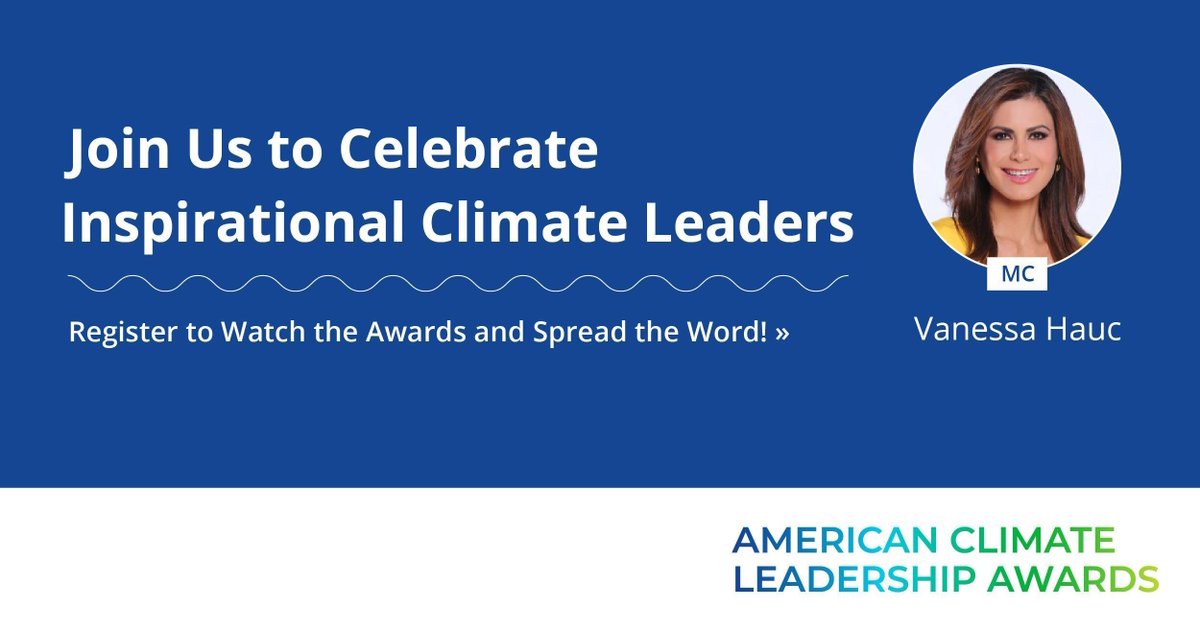 Register to watch the American Climate Leadership Awards 2024 on Apr 3rd: buff.ly/3OHUxwT

Inspirational #ClimateLeaders will be recognized for their climate action. Join @BillMcKibben, @VanessaHauc, @KHayhoe, and the top 10 finalists at #ACLA24Leaders!
