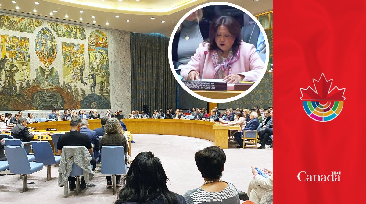 Canada was present to bear witness to <a href="/endrapeinwar/">UN Against Sexual Violence in Conflict</a> SRSG Patten's report on Conflict-Related Sexual Violence, following her visit to Israel.

The report, and the Council meeting on it are an important step to understanding the full truth of the horrors of October 7th and beyond.