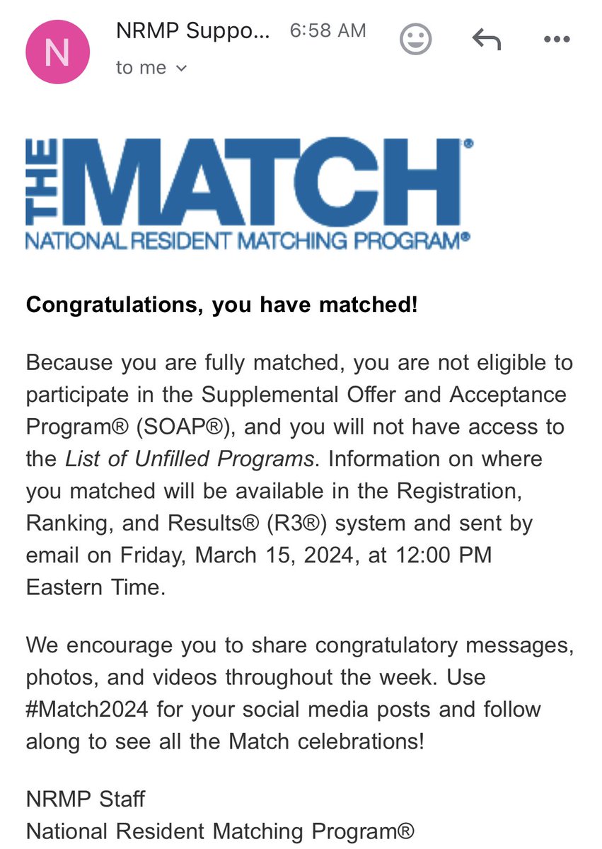Yes!! I matched today.
So excited where it will be.
#Match24