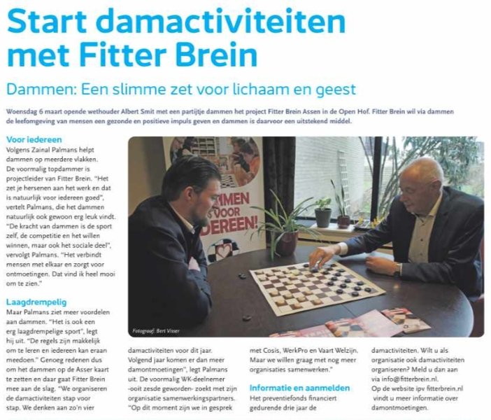 ASSEN_CENTRAAL's tweet photo. Woensdag 6 maart opende wethouder Albert Smit van @ASSEN_CENTRAAL met een partijtje dammen het project Fitter Brein in de Open Hof. https://t.co/l8td4kRYqZ