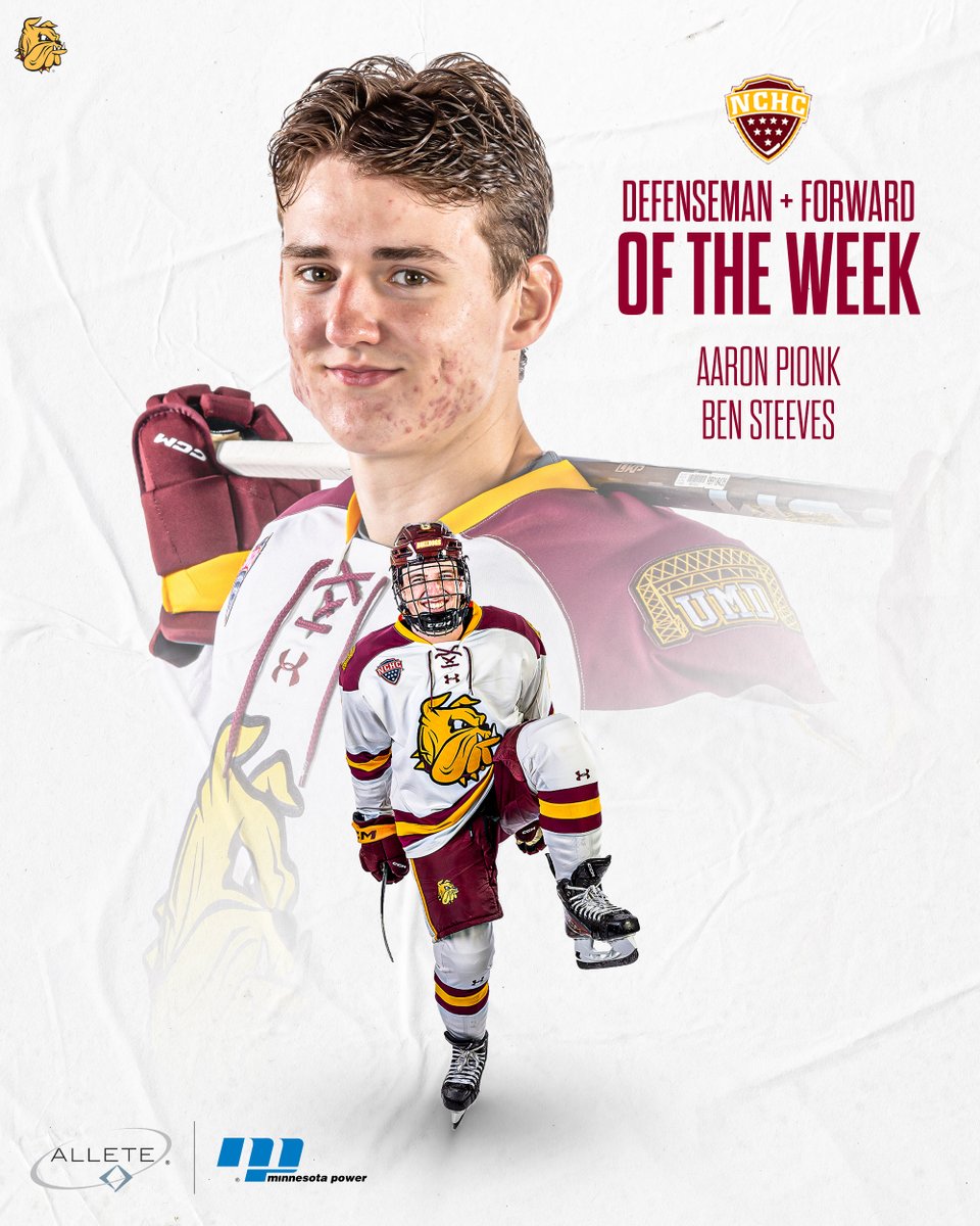 UMDMensHockey's tweet image. Steeves and Pionk Both Secure Last NCHC Weekly Awards of the Season

Story: umdbulldogs.com/news/2024/3/11…