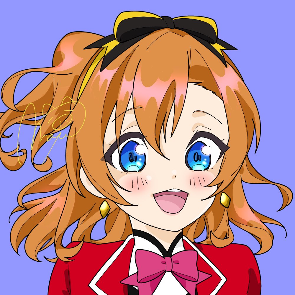 kousaka honoka 1girl solo blue eyes one side up orange hair smile earrings  illustration images