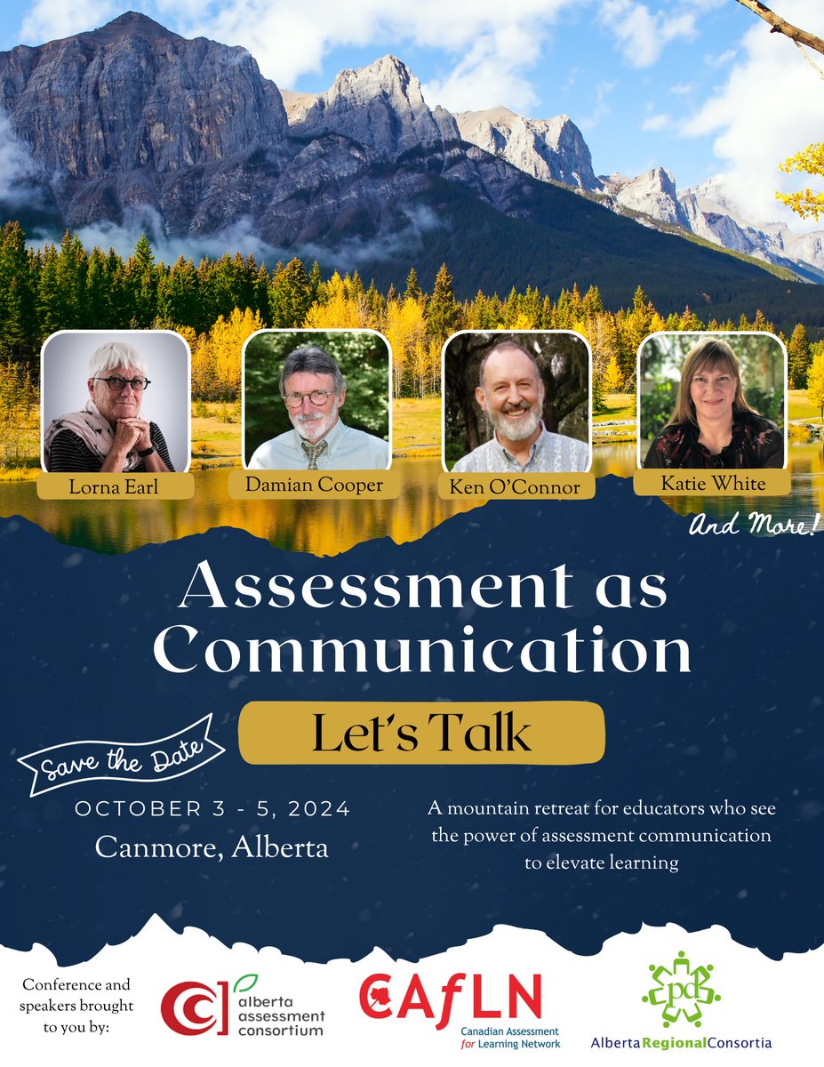 The CAfLN Alberta Assessment Conference will draw from assessment experts! Dive into breakout sessions, led by local and national classroom assessment experts, exploring diverse assessment topics including sessions on the conference theme. <a href="/cooperd1954/">Damian Cooper</a> <a href="/kenoc7/">Ken O'Connor</a> <a href="/KatieWhite426/">Katie White (she/her)</a>