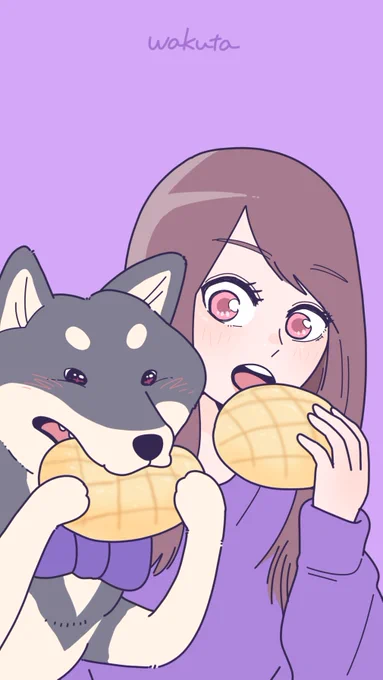 メロンパンをたべる柴犬。 #柴犬執事 