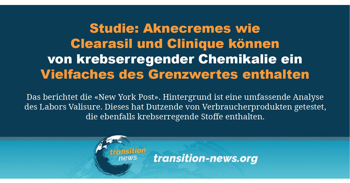 C_Transition2's tweet image. «Aknecremes wie Clinique von Estee Lauder, Proactiv von Toro Pharmaceuticals und Clearasil von Reckitt Benckiser enthalten die Chemikalie #Benzoylperoxid, die mit Krebs in Verbindung gebracht wird», berichtet die New York Post.

transition-news.org/studie-aknecre…

#transitionnews #Kosmetika
