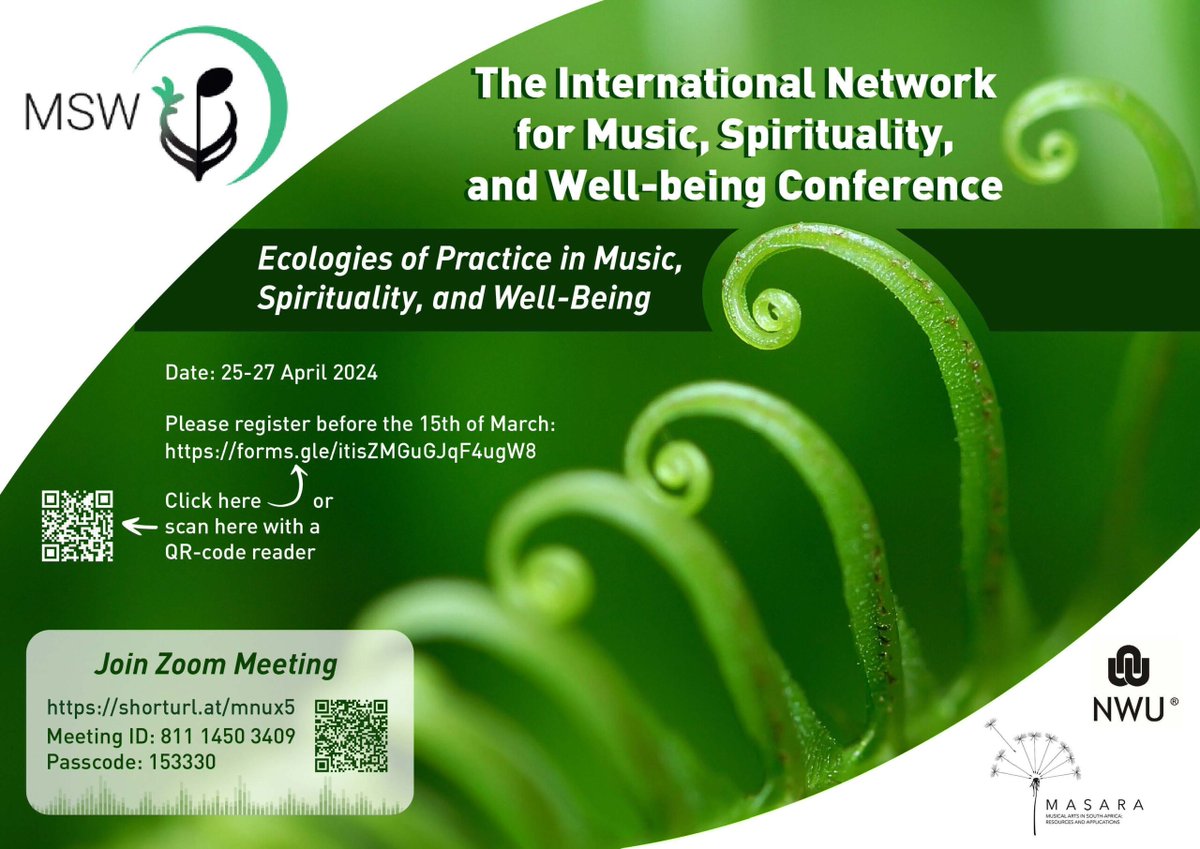 An exciting online conference on #Music, #Spirituality & #Wellbeing. Hope to see you there! Free Registration by March 15th, 2024