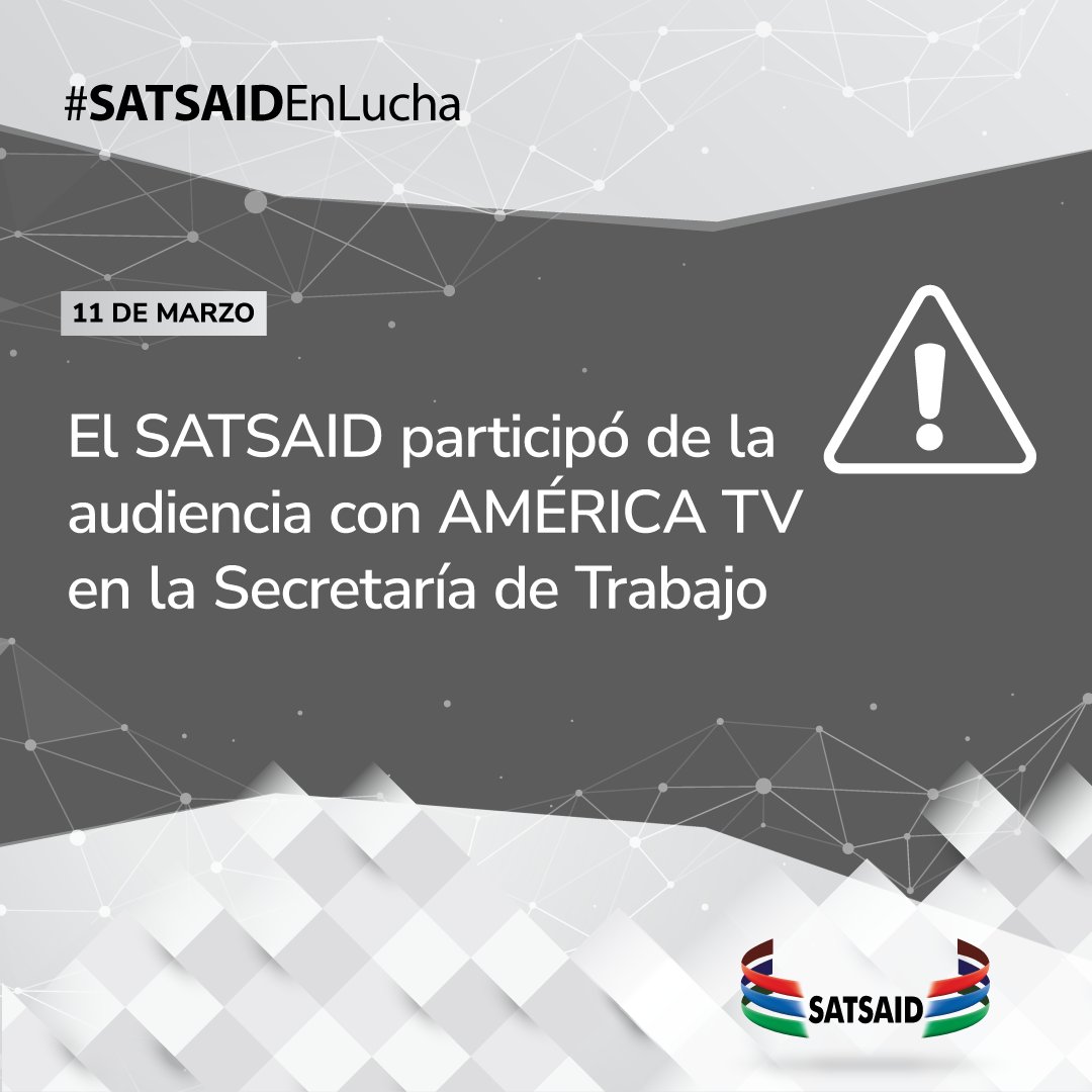SATSAIDnacional's tweet photo. 🇬🇲⚠️ EL SATSAID PARTICIPÓ DE LA AUDIENCIA CON AMÉRICA TV EN LA SECRETARÍA DE TRABAJO  

Más info👇

https://t.co/9i0X7DQbBP

#SATSAIDenLucha https://t.co/VIHanRbRoc