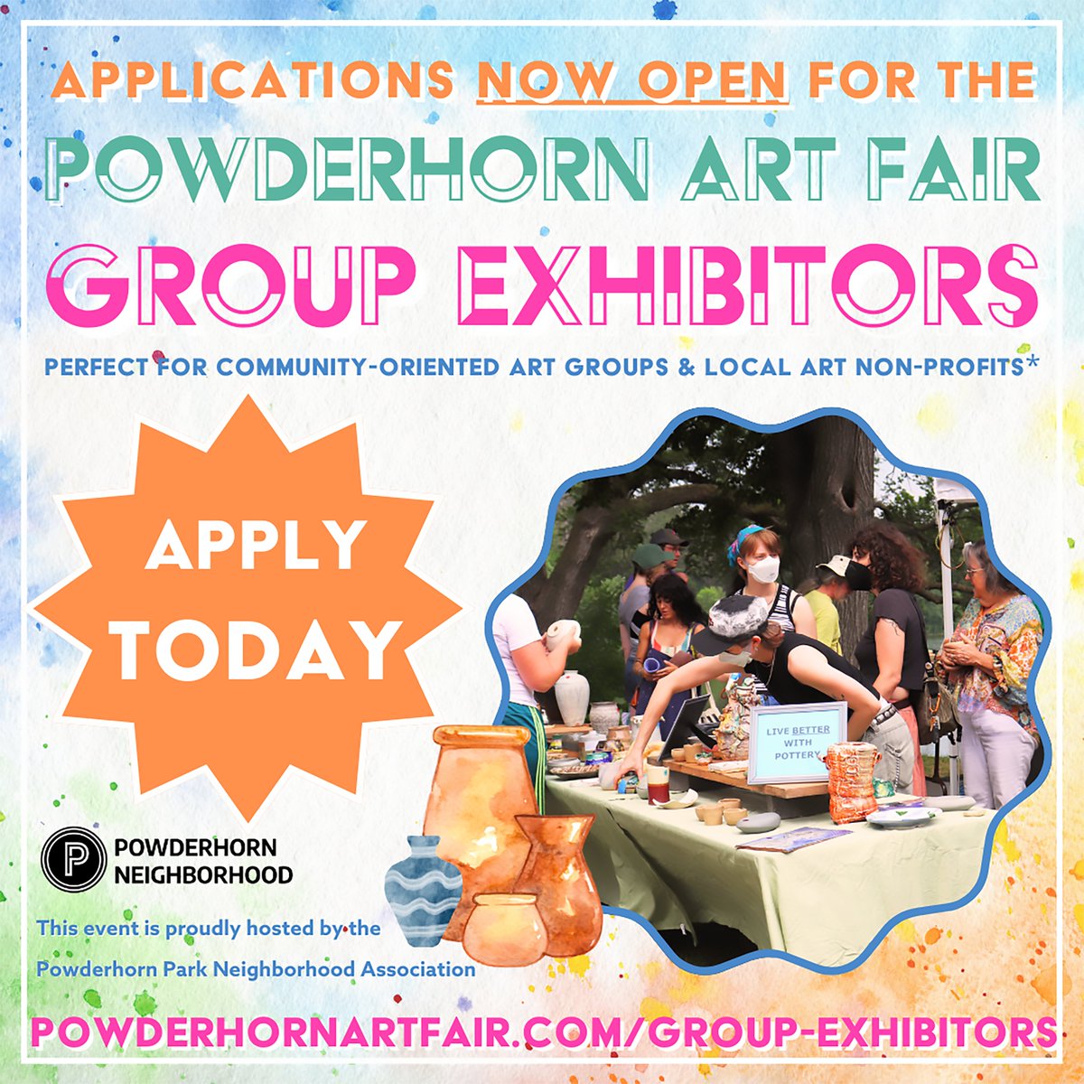 PowderhornMpls's tweet image. Calling all Group Exhibitors! 🫧

Applications for the 33rd Annual Powderhorn Art Fair Group Exhibitors are now OPEN! Don't miss this chance to share your group’s art with over 15K fairgoers! Apply now! ➡️ powderhornartfair.com/group-exhibito…

#PowderhornArtFair #PAF2024