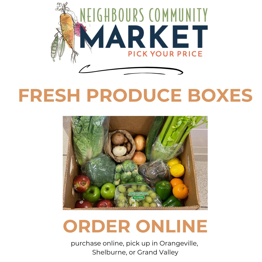🥦🥕🍅FRESH PRODUCE BOXES🥦🥕🍅 Pay what you can! Shop online and pick up in Orangeville, Shelburne or Grand Valley. orangevillefoodbank.org/produce-markets Click on 'SHOP NOW' #Orangeville #Shelburne #GrandValley #DufferinCounty #Fruit #Vegetables #FreshProduce #FoodForAll