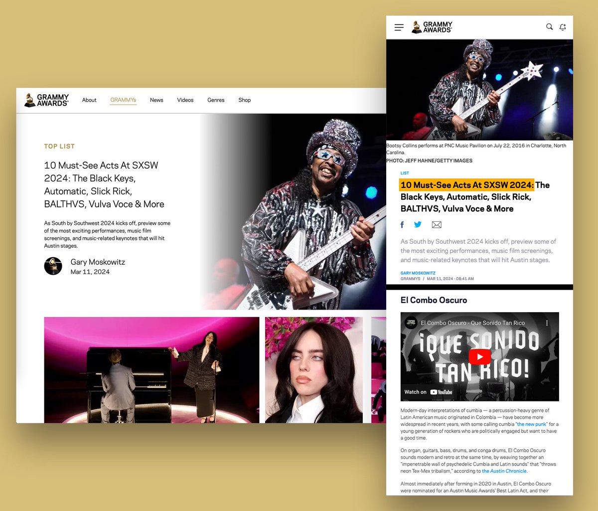 Whaaat? Head over to grammy.com for their list of SXSW recommends including Combo Oscuro #grateful #comeoriginal #siempreoriginal #austincumbia