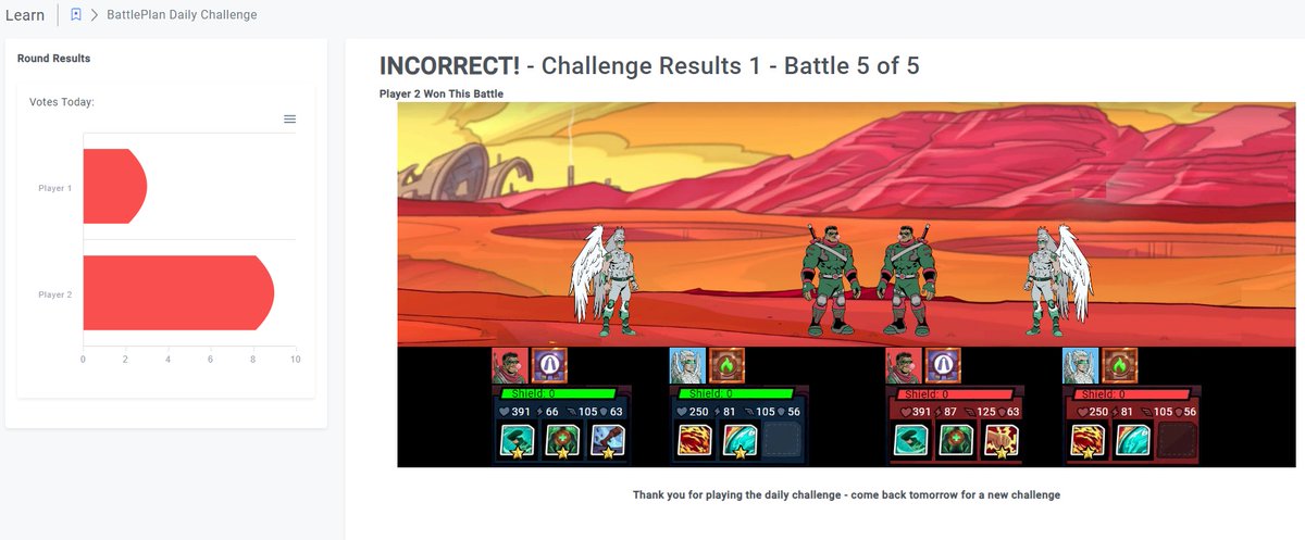 The beta of our Daily Challenge is up and running.  Every day we will grab a few battles from the prior day - see if you can guess correctly who won each round.  <a href="/foundersdao/">Founder's DAO</a> <a href="/rebootgg_/">Reboot</a> <a href="/pixelvault_/">Pixel Vault</a>  <a href="/metahero_pv/">MetaHero</a>