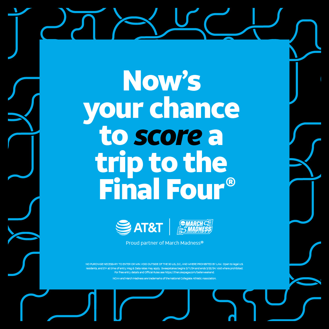 Connect to the Madness and experience the Final Four like never before! 🏀 Enter now for a chance to win the ultimate VIP weekend for you &amp; a guest at the Men's or Women's Final Four: 
go.att.com/MarchMadnessSw…