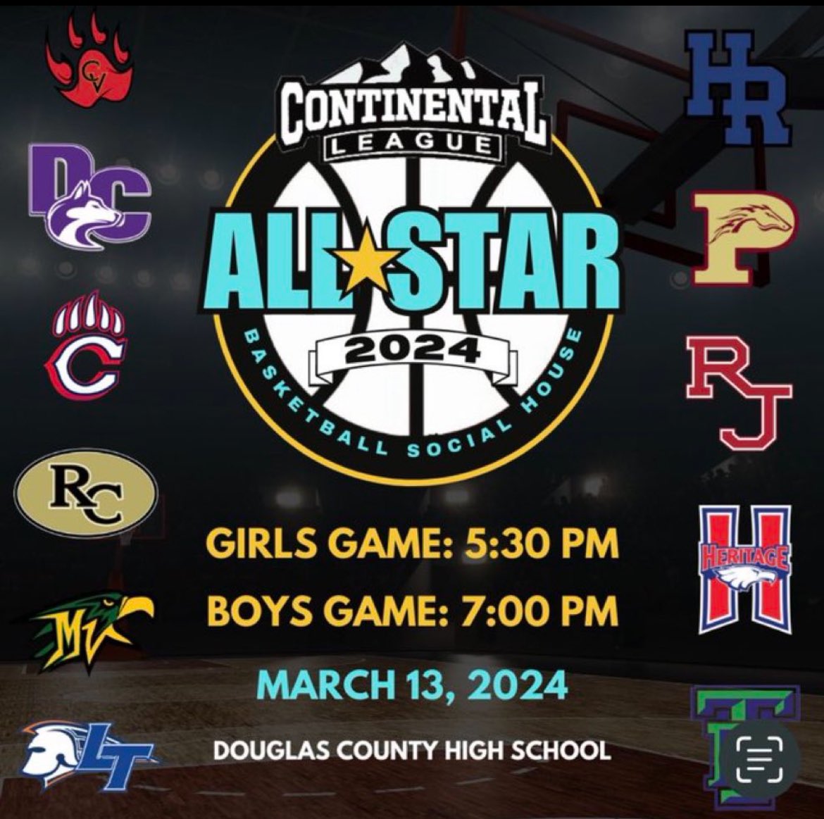 Evan McKean (@evan_mckean3) on Twitter photo Continental League All-Star game moved to Wednesday at 7 pm due to weather!!
<a href="/chriscrosby34/">Chris Crosby</a> <a href="/LoganG_30/">Logan Garner</a> @Hartley_hoops <a href="/PrepHoopsCO/">Prep Hoops Colorado</a> <a href="/Sabercat_mbb/">Castle View Boys Basketball</a> Continental League All-Star game moved to Wednesday at 7 pm due to weather!!
<a href="/chriscrosby34/">Chris Crosby</a> <a href="/LoganG_30/">Logan Garner</a> @Hartley_hoops <a href="/PrepHoopsCO/">Prep Hoops Colorado</a> <a href="/Sabercat_mbb/">Castle View Boys Basketball</a>