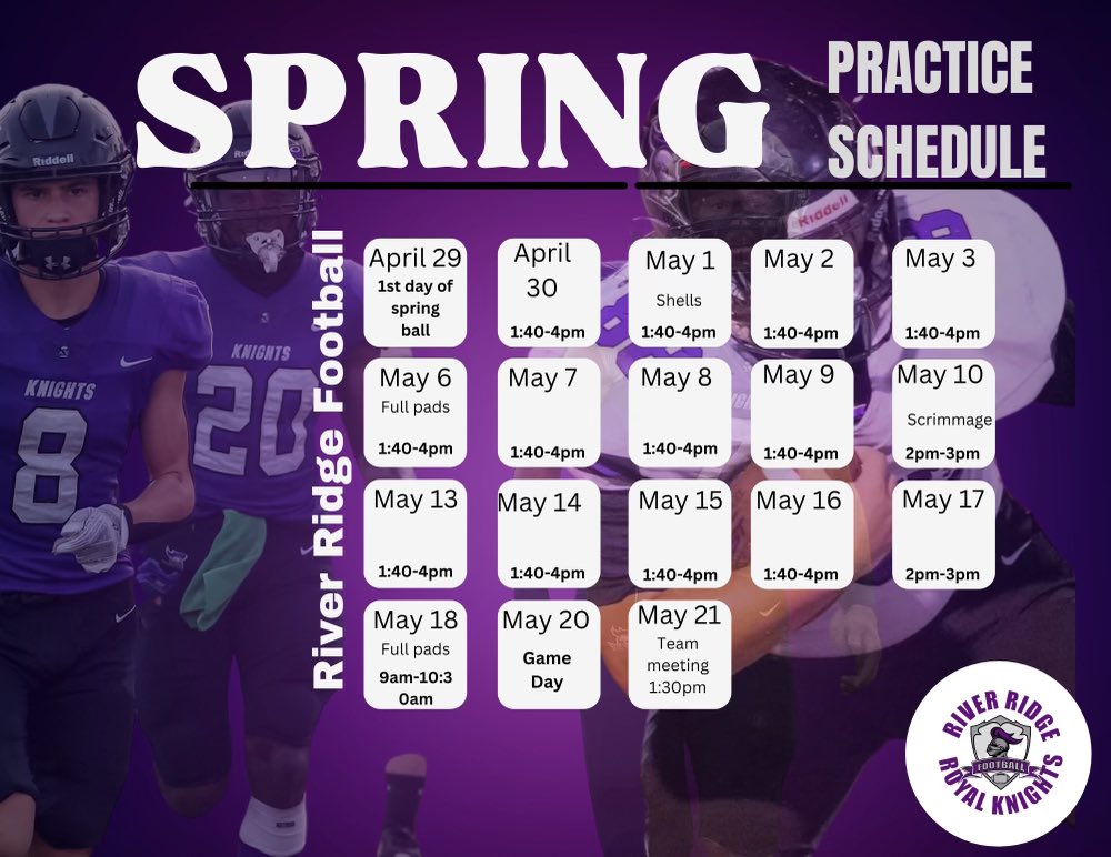 2024 Spring Football Schedule.
#royal #knights #allin