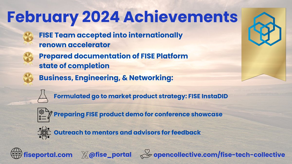 FISE_Tech_AI's tweet image. 🎉 Congratulations to the FISE Team for a super-productive and exciting February 2024 list of achievements!
#fiseportal #instaDID #ownyourdata #ownyouridentity #ssi #launching