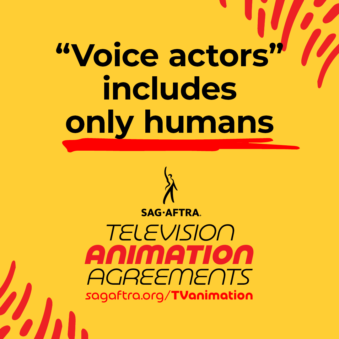We've got it in writing: "voice actors" includes ONLY humans in the new TV Animation Agreements! #SagAftraMembers, make sure to vote before March 22 at 5 PT to secure this gain! 💪 sagaftra.org/TVanimation