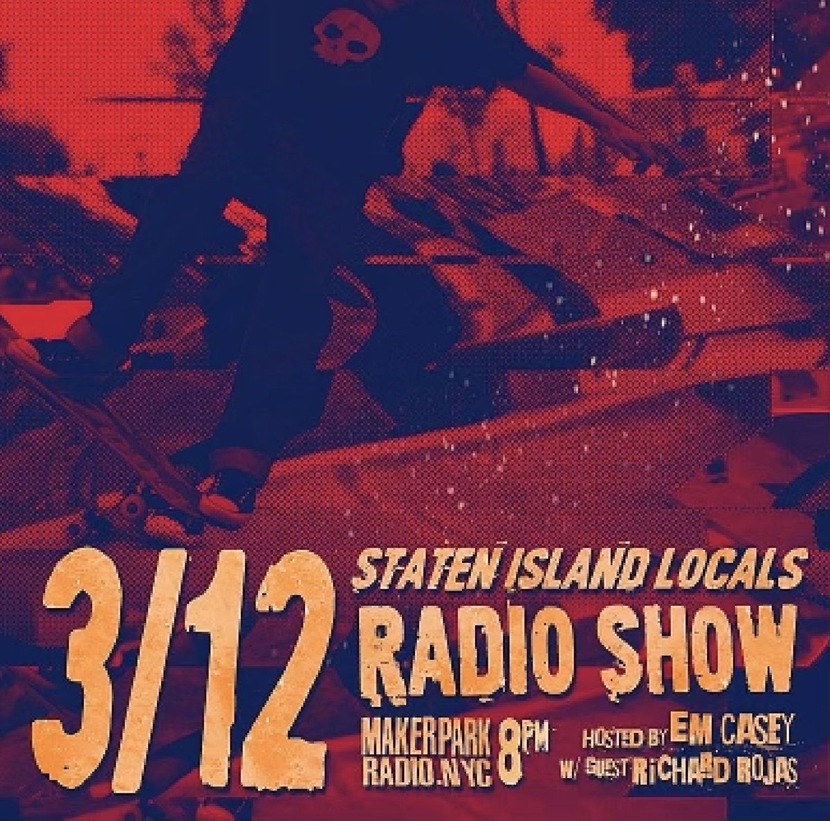 Tomorrow Em Casey is hosting our radio show with special guest Richard Rojas, co-founder of Skate to Elevate! 🛹 Tune in to makerparkradio.nyc 3/12 at 8pm!!